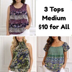 3 Printed Sleeveless Tops - All for $10 - Medium